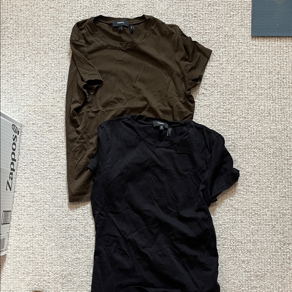 Theory Women’s Short Sleeve Tiny Tees in Black (M) and Olive (S) - Picture 4 of 6